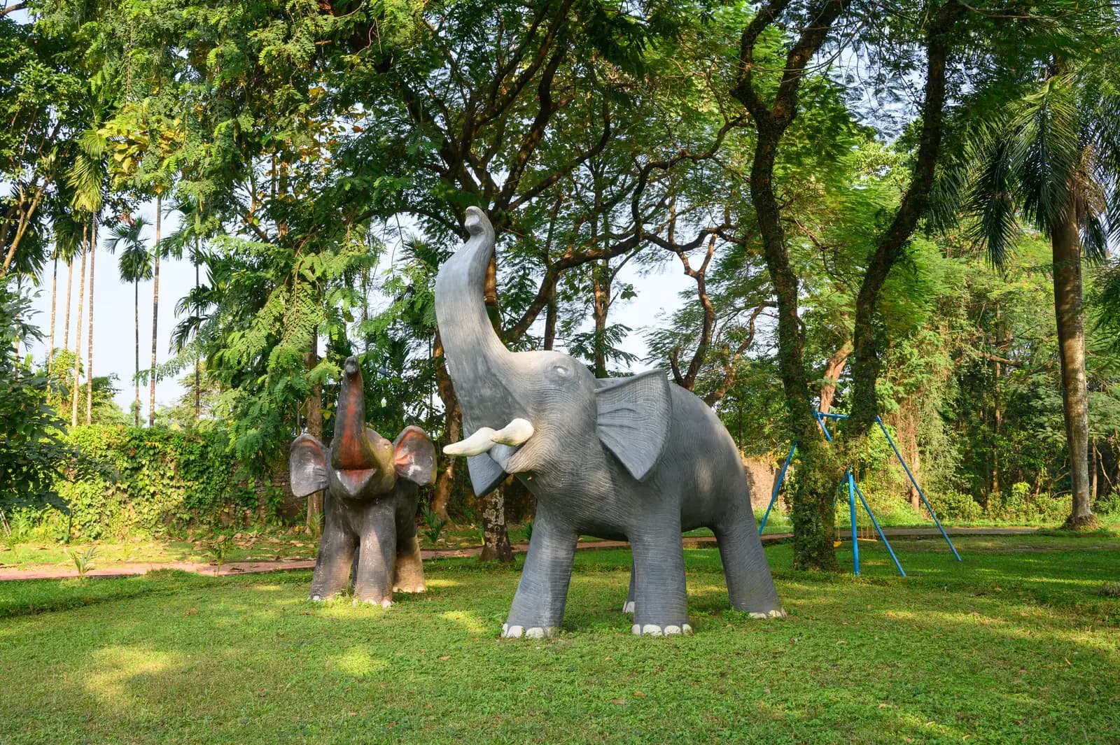 Elephant statues in the hotel's children's park