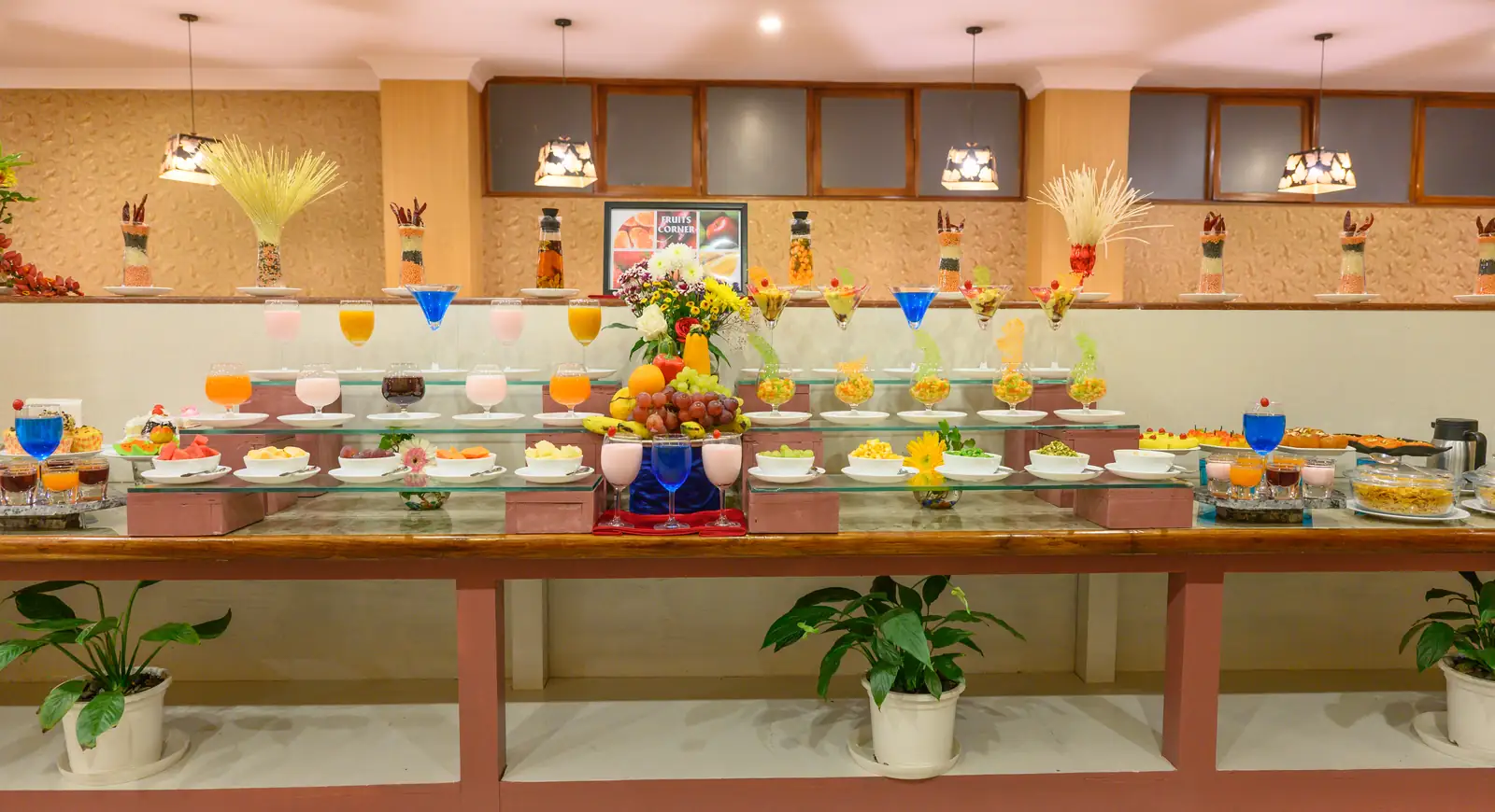 A lavish catering spread, freshly laid
