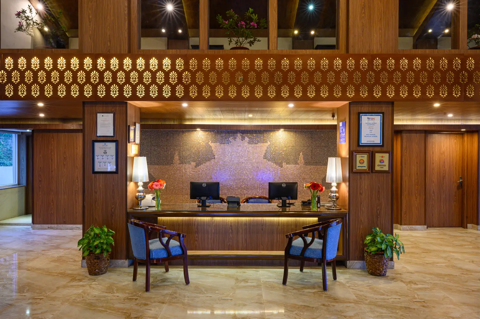 Reception desk at Sinclairs Retreat Kalimpong