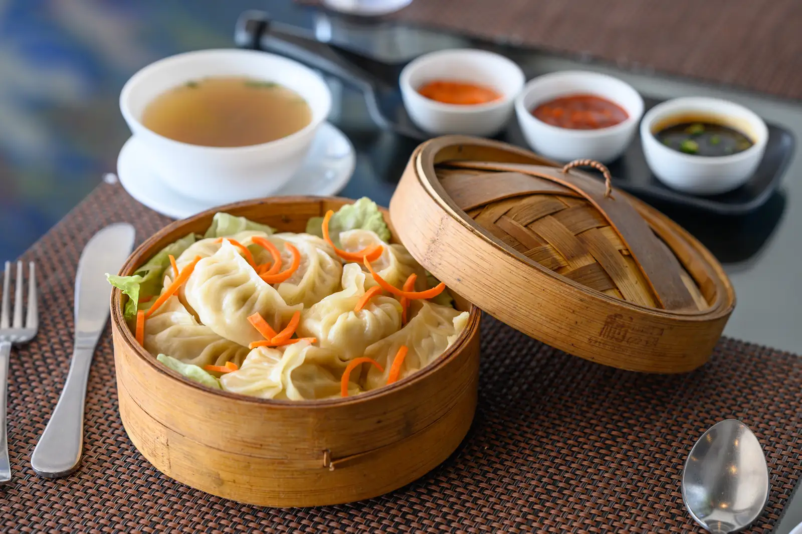 Steamed Momos with House Chutneys, Sinclairs Retreat Kalimpong