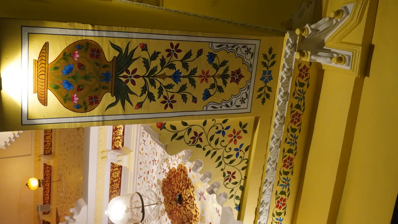 Traditional Rajasthani wall painting inside the palace