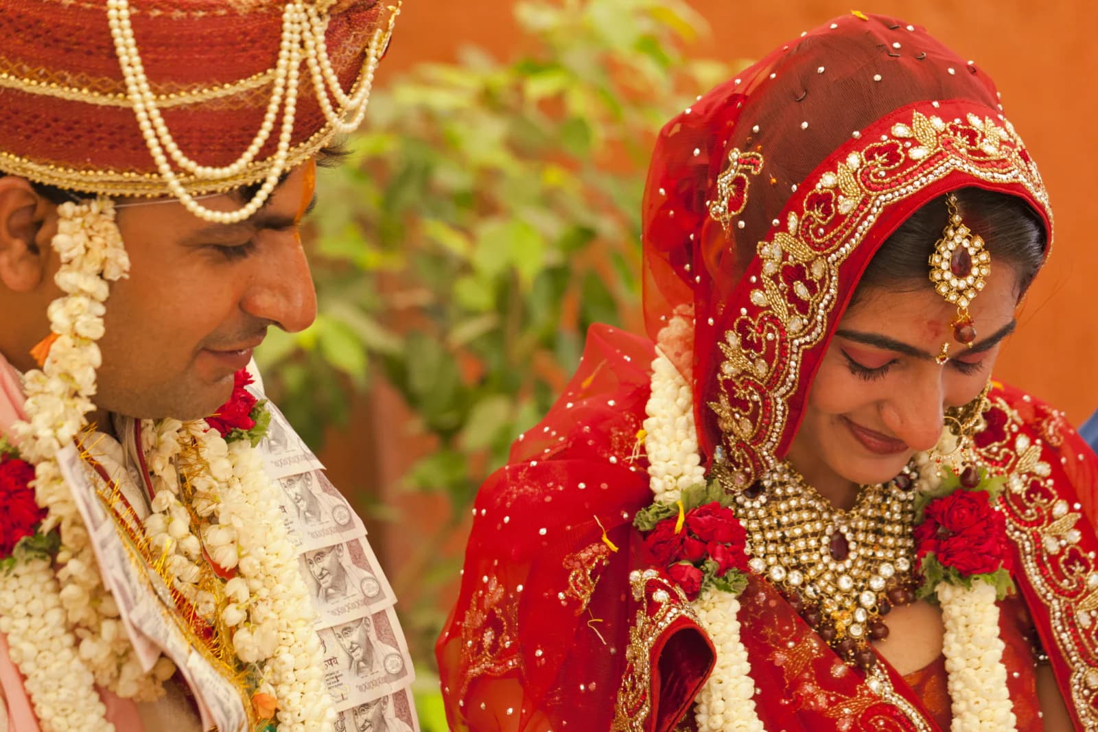 A couple celebrating amid the palace courtyards